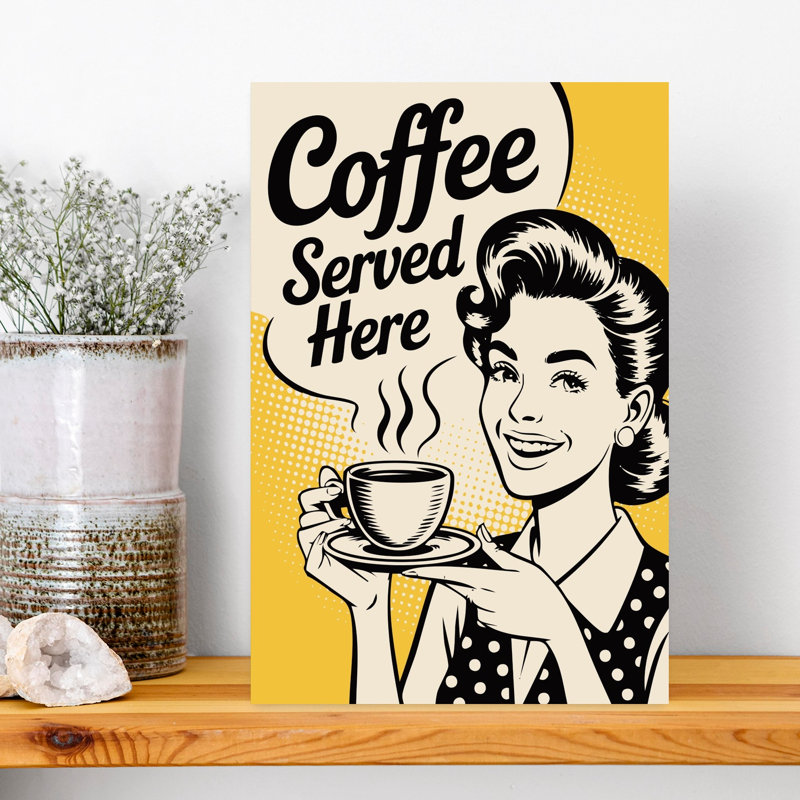 Art mural rétro café servi ici, H 18 po x l 12 po