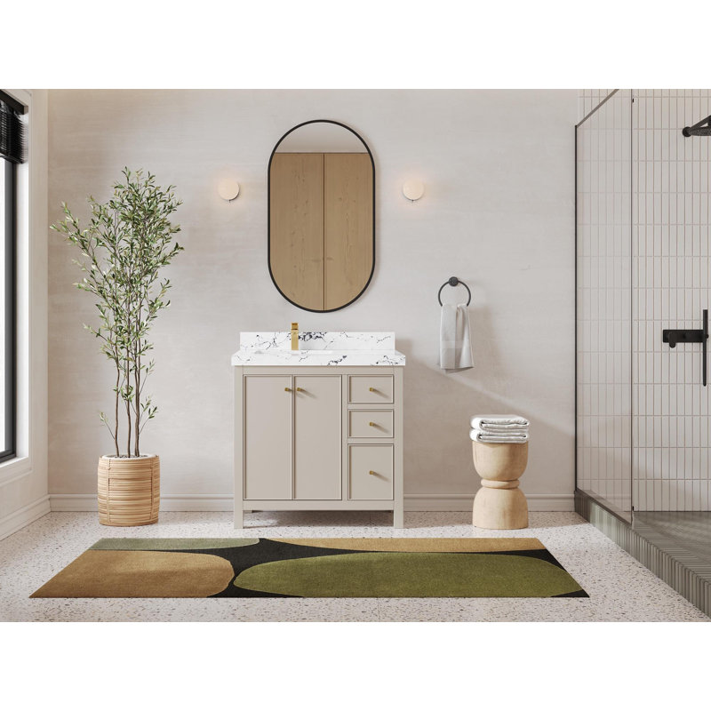 Chicago 36'' Single Bathroom Vanity with Top, Viola Night