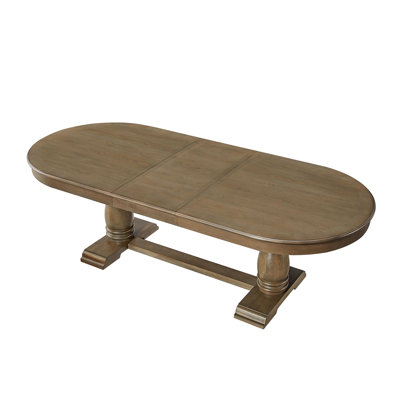 94.06 Inch Extendable Wooden Dining Table for 6 Persons,Long Expandable Curved Dining Table