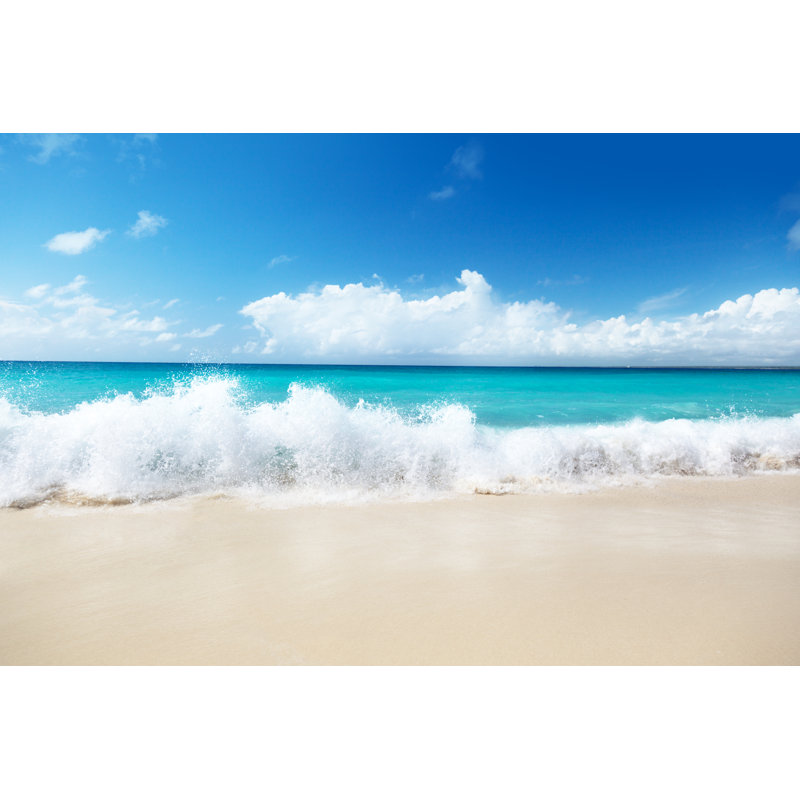 Plage avec vagues - photographie sur toile tendue, L 36 po x H 24 po