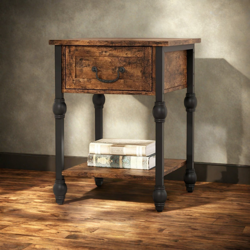 End Table With Storage Shelf Industrial Side Table Narrow Sofa Table