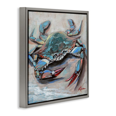  Art mural crabe bleu avec griffes rouges par Lindsay Kivi Fine Art