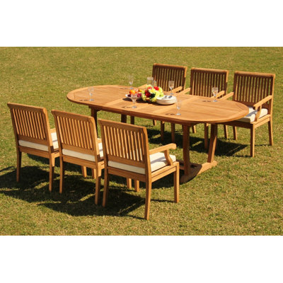Ensemble repas 7 pièces teck luxueux Treyton