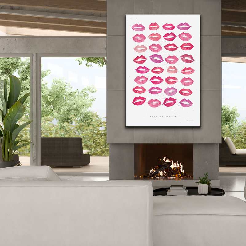 Epic Graffiti 'Kiss Me Quick Pink'  by Mercedes Lopez Charro Canvas Wall Art, 40" x 60"