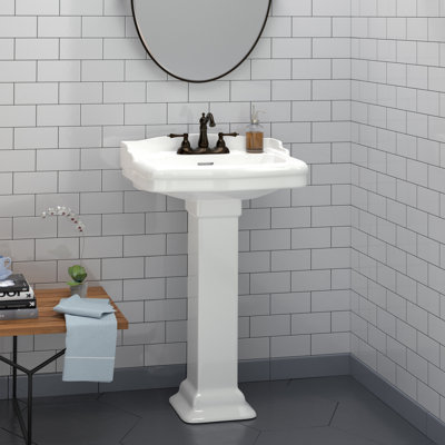 Barclay Stanford 17.88 " 27.5 " Tall Vitreous China U-Shaped Bathroom Sink and Overflow Hole