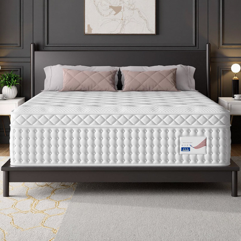 12/14 Inch Hybrid Mattress with Memory Foam & Pocket Springs - Euro Top, Medium Firm Comfort for Spine Support & Quiet Sleep, Full/Queen/King Size