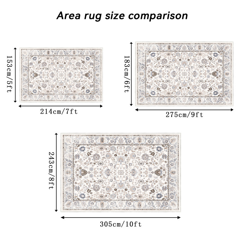 5x7 Area Rug With Vintage Touch, Non-slip Washable For Kitchen Bedroom Living Room, Blue/yellow Floral Design Appeal, Room Kitchen,