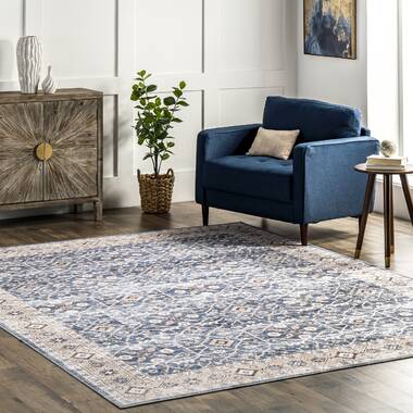 Ottomanson Ottohome Non-Slip Rubberback Bordered 5x7 Indoor Area Rug, 5' x 6'6 inch, Light Gray