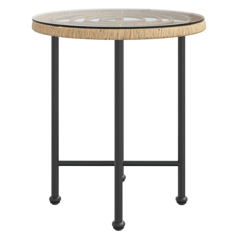 Cynda Round Glass Outdoor Dining Table - 50 cm W, 55cm H x 50cm W x 50cm D, Brown