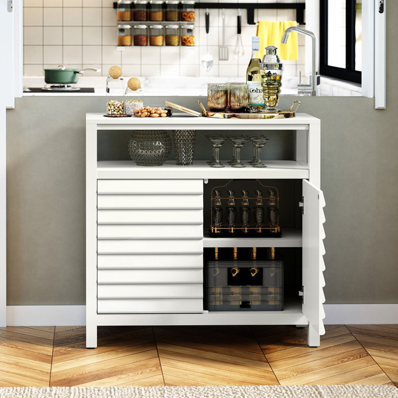 Armoire d'appoint 2 portes avec tablette ouverte, Blanc