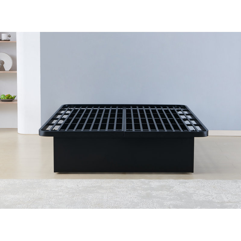 16" Premium Heavy Metal Platform Bed Frame with Metal Supports for Maximum Durability in Black, Queen