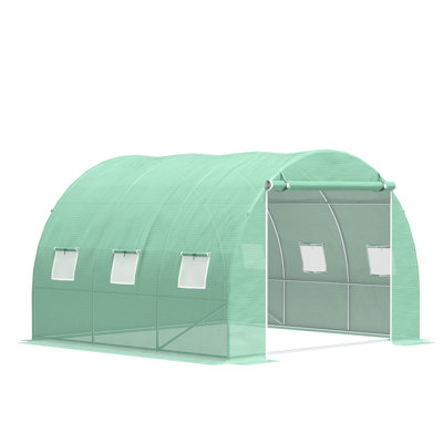 Walk-in Greenhouse 10'x10'x6.5', Steel Frame, Cover, Zipper Door & Airy Windows For Plants Strong Steel, Ventilated
