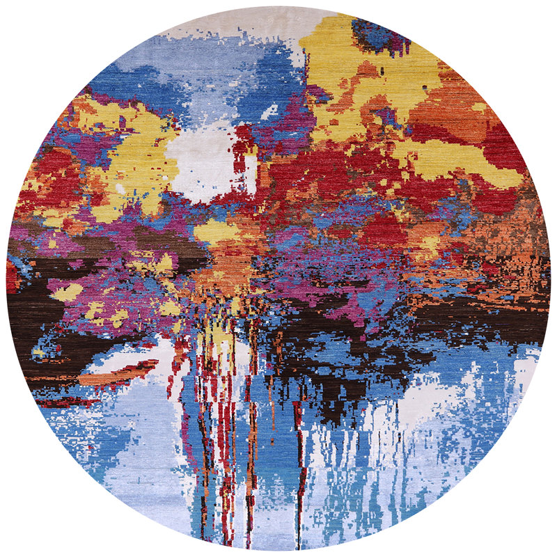 Coreopsis Abstract Indoor Rug, Round 4'