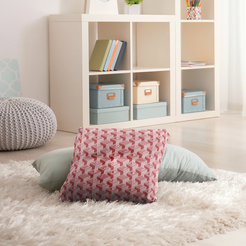 Coussin de sol classique de gratte-ciels, 30 po x 30 po, Rouge