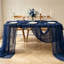 Chemin de table bleu marine, chemin de table rustique bleu 10 pi, chemin de table bohème 35 * 120 pouces pour mariage, fête de naissance, fête de naissance, décoration de table de centre de table