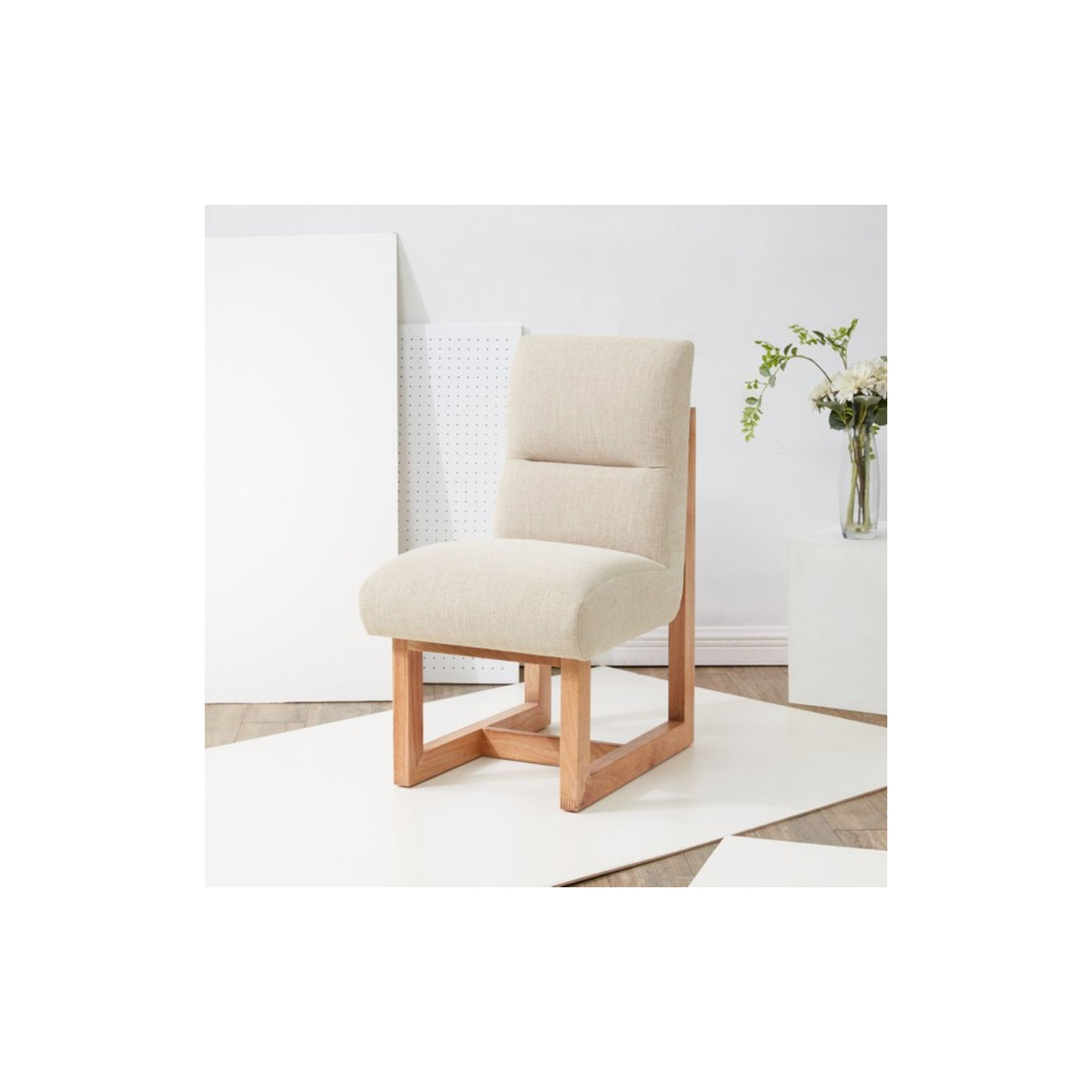 Embla Linen Side Chair in Beige