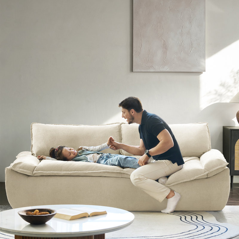 Canapé en mousse avec coussins de dossier amovibles l 89,75 po Padillo, Beige