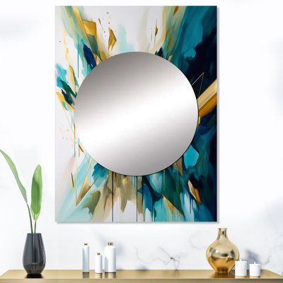 Golden Explosion Triangles VII - miroir décoratif géométrique, miroir mural moderne, impression d'art en métal