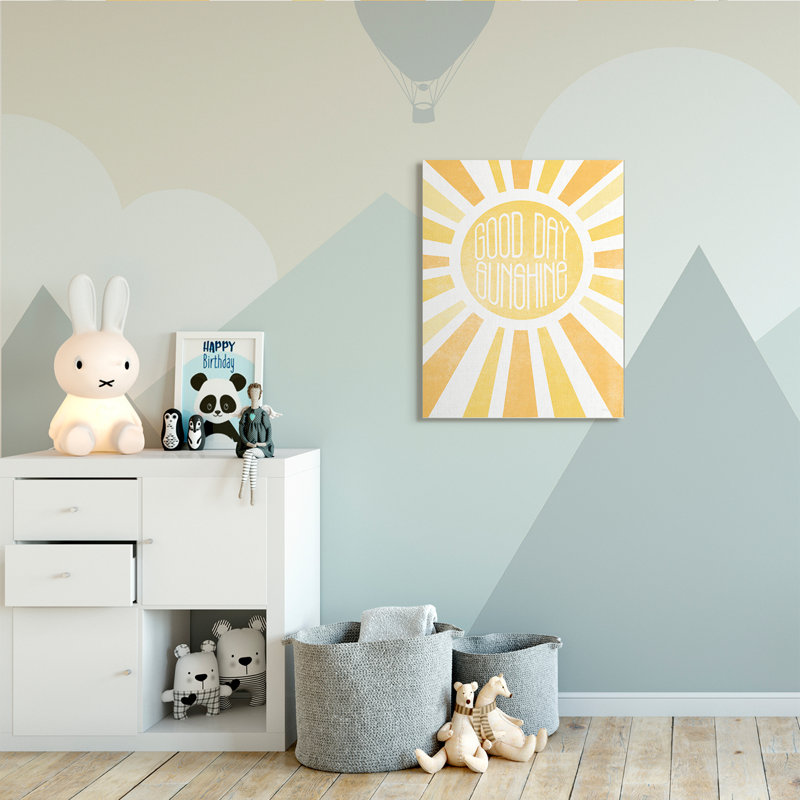Bonne journée avec rayons de soleil jaune vif, Toile tendue, H 40 po x l 30 po x 1,5 po