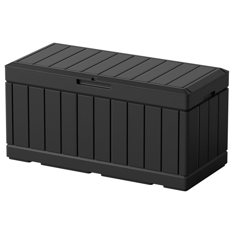 Furmax 45.66'' W 90 Gallons Water Resistant Lockable Deck Box, Black