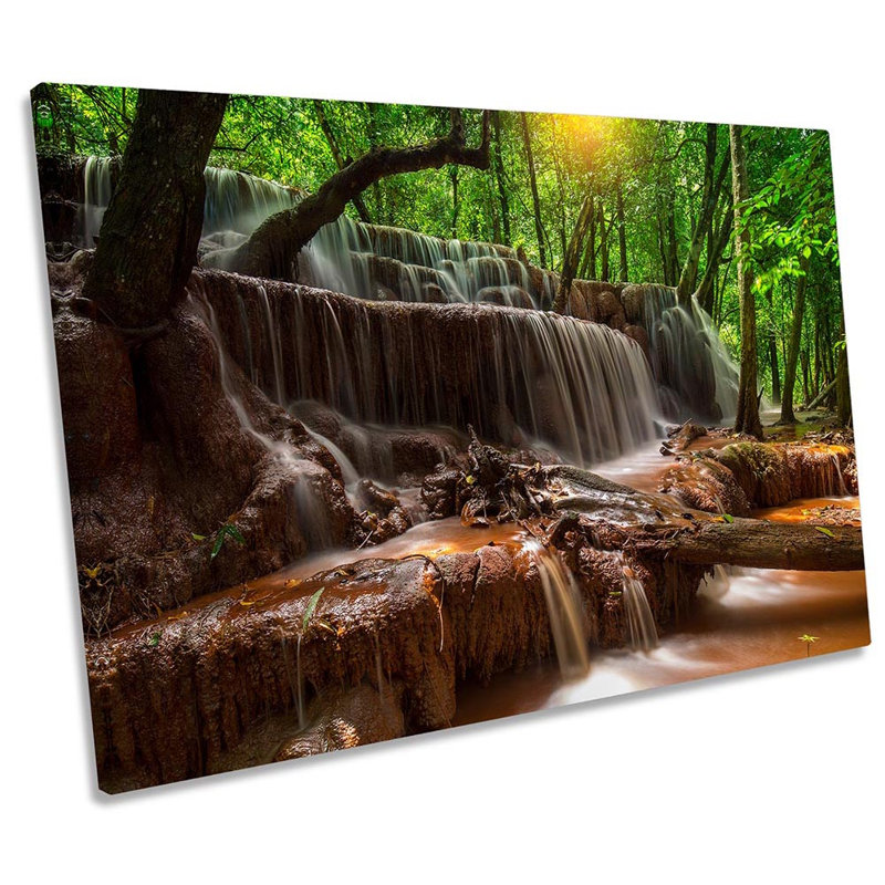 Waterfall Forest River 1 Piece Wrapped Canvas Wall Art, 30.5cm H x 45.7cm W
