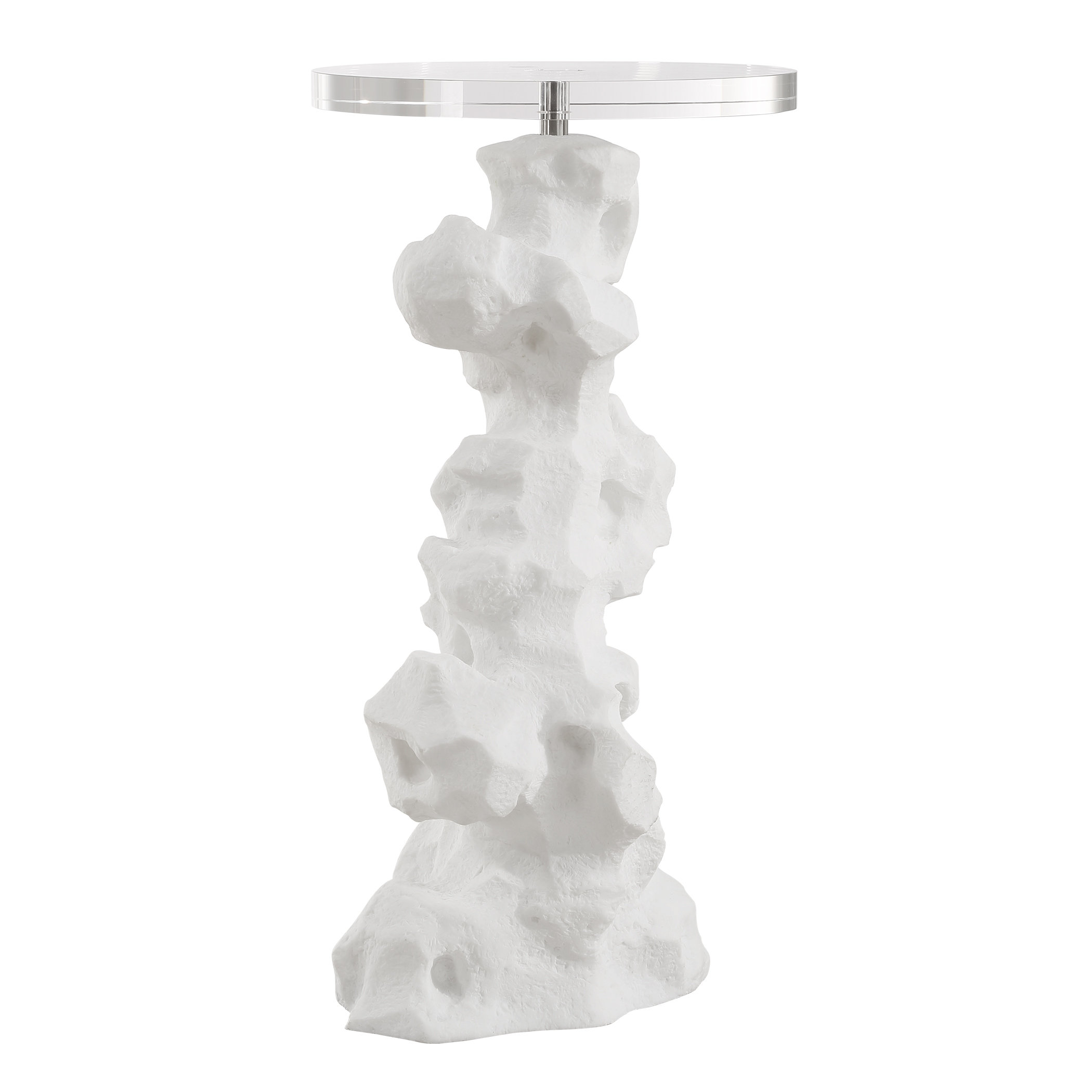 Rosecliff Heights Chima White Stone Drink Table | Wayfair