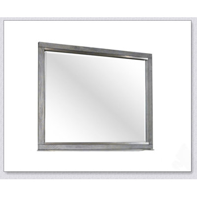 Élégant miroir de paysage gris avec verre biseauté pour le montage de la commode, parfait pour un décor moderne et traditionnel.