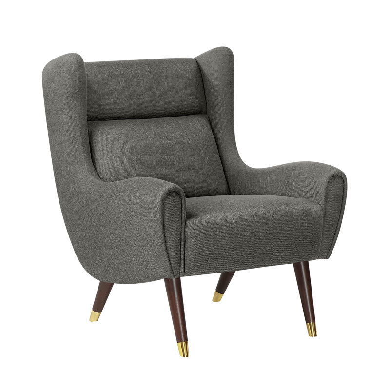 Chaise d'appoint moderne à oreilles en bois massif gris foncé