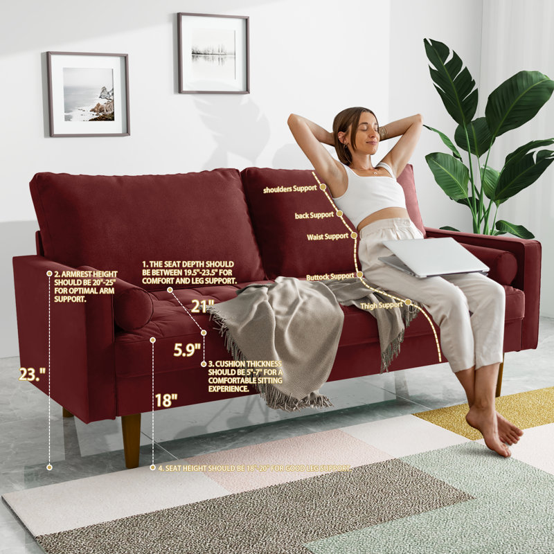 Mauck Modern Sofa,70 Inch Velvet Couch for Living Room,Spring Cushions,Solid Wood Frame,Easy Assembly for Small Spaces