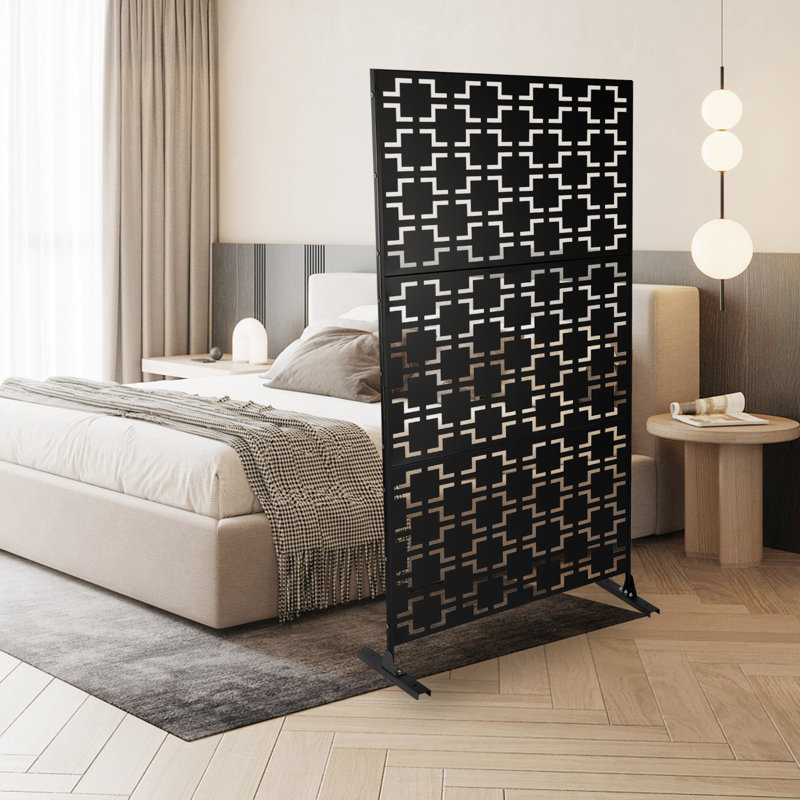 Paravent en métal 74,8 "pour l'intérieur et l'extérieur, Noir