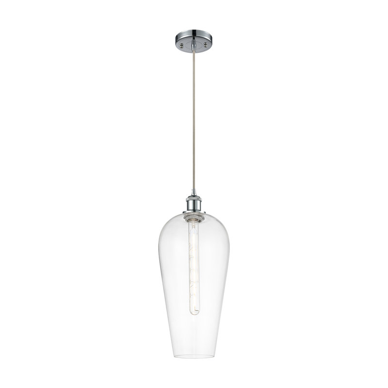 Mini-luminaire suspendu 1 lumière Ballston - Amiina, Clair, Chrome poli