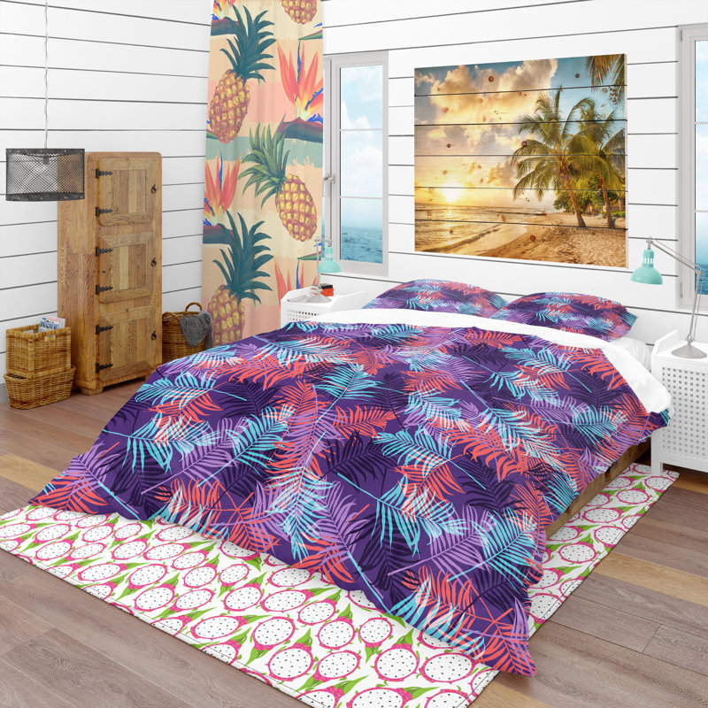 Ensemble de housse de couette tropical, Housse de couette très grand + 2 taies décoratives