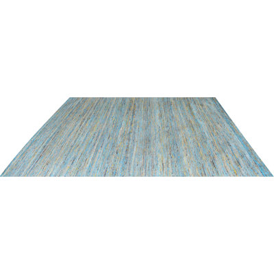 Tapis bleu/vert en laine tissé à la main jacquard Maisie
