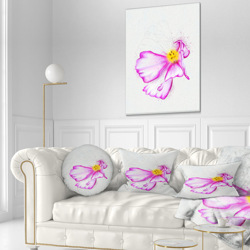 «Fantastic Pink Flower Watercolor» - Coussin décoratif imprimé floral