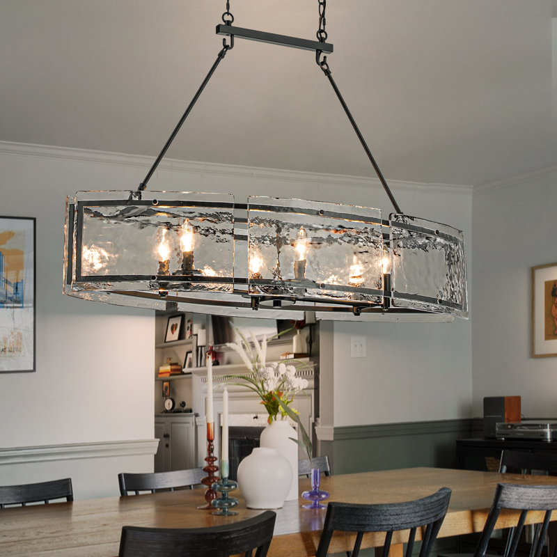 Lustre pour îlot de cuisine à 6 lumières à intensité variable Jairdan, Noir mat