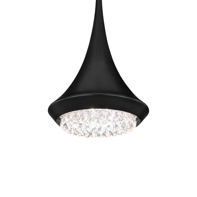 1 - Light LED Single Pendant, Black, 12" H x 8" W x 8" D