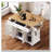 54inch Large Kitchen Island with Rubber Wood Drop Leaf, Embossed Texture Rolling Kitchen Cart on 4 Wheels with 4 Doors and 3 Drawers-633725735