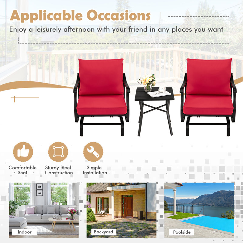Arizbeth 2 - Person Patio Conversation Sets with Cushions