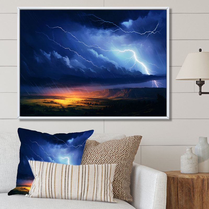" Dramatic Thunderstorms I ", 30" H x 40" W x 1.5" D, White Floater Framed