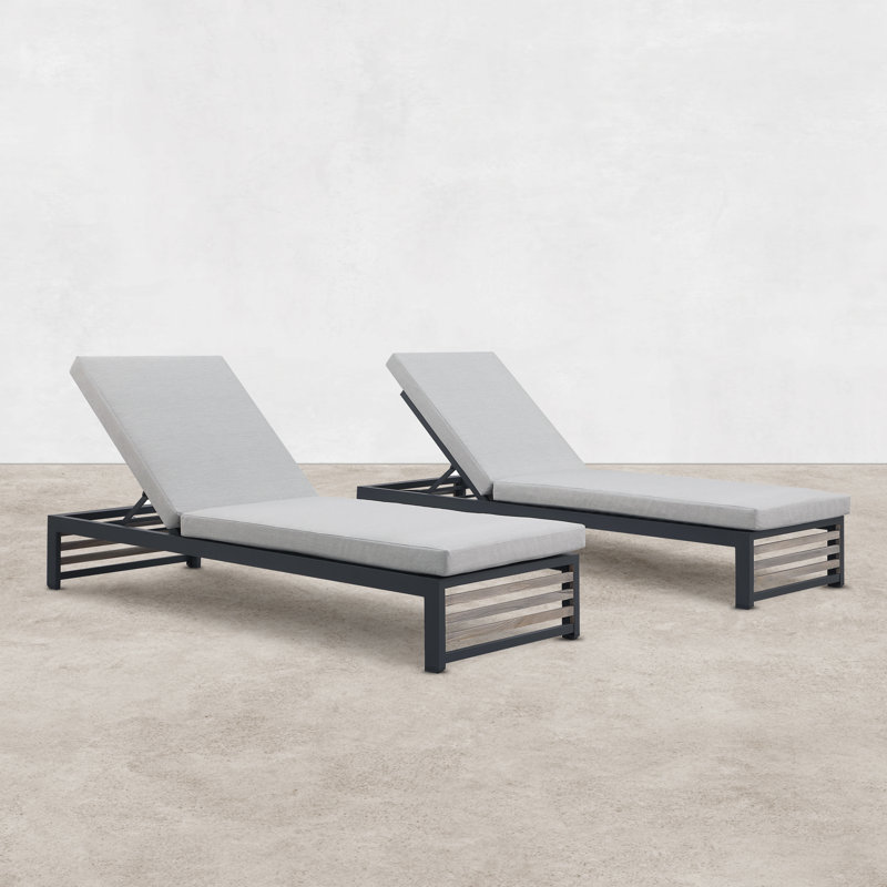 Pawni Teak Outdoor Chaise Lounge, Grayish
