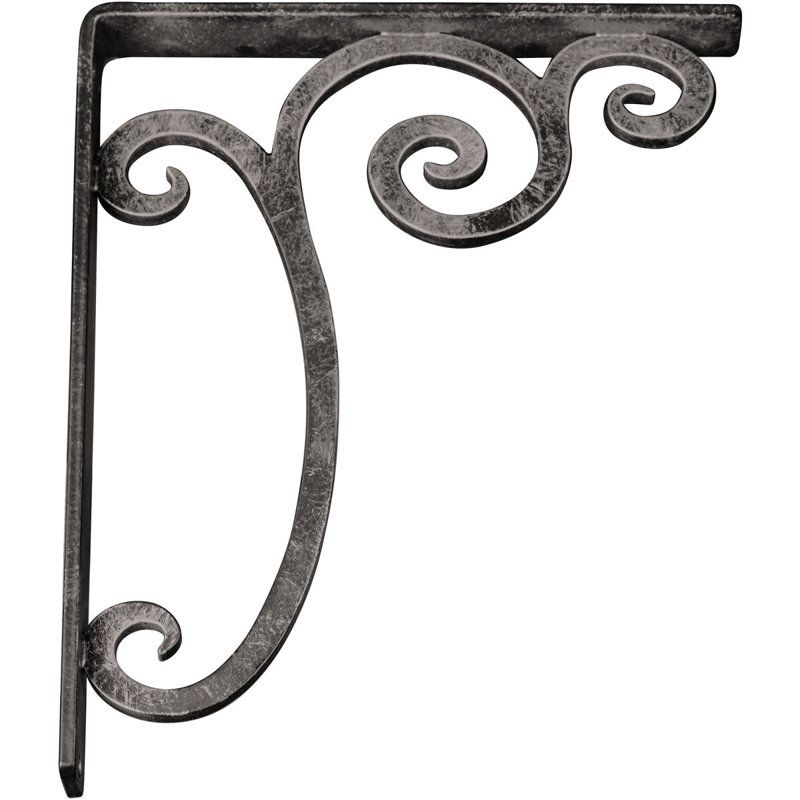 Support en fer forgé Avery, H 12 po x l 1,5 po x P 10 po, Argenté antique chaleureux