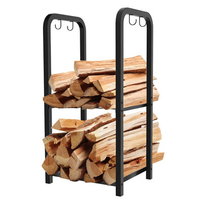 Support à bûches à 2 niveaux pour foyer intérieur et extérieur