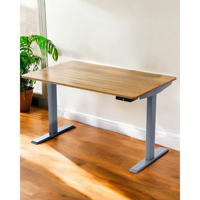 Bureau pour travailler debout à hauteur réglable, Brun / gris, H 51,6 po x l 60 po x P 30 po