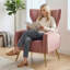 Fauteuil d'appoint à oreilles en velours, fauteuil rembourré, pieds en métal, chaise d'appoint moderne, petit espace chambre à coucher-1233148889