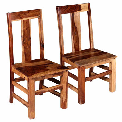 vidaXL Rustic Solid Sheesham Wood Dining Chairs Set of 2– Comfy Seating for Room & Kitchen – High Backrest, Honey Matte Finish, Wooden Stylish Furniture, Brown