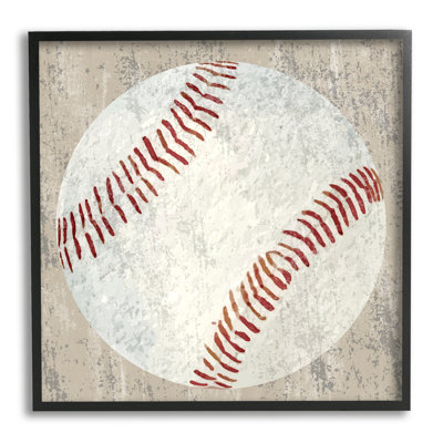 «Ba-904», impression de baseball rustique encadrée sur bois par Kim Allen