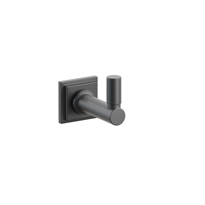 Emtek Select Single Hook w/ Step Square Rosette, Round Stem & Smooth Tip, Flat Black