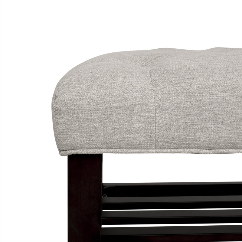 Banc de rangement en bois massif Arzetta, Beige