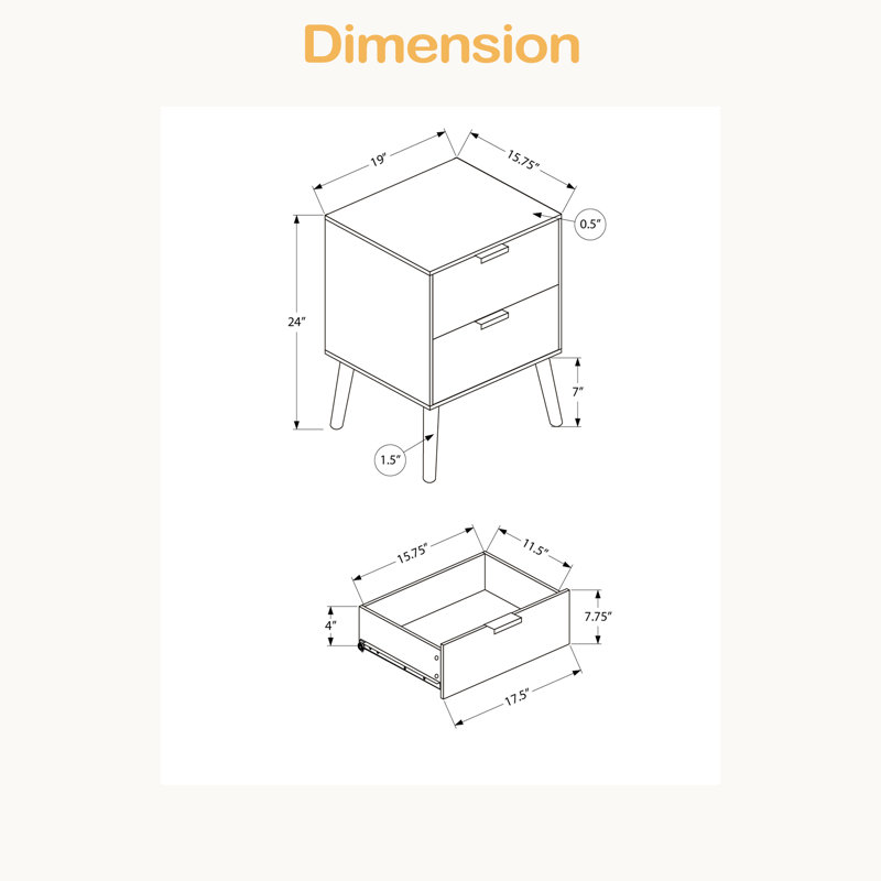Table d'appoint, chambre à coucher, bout, salon, table de chevet, table d'appoint, tiroir de rangement, Brun
