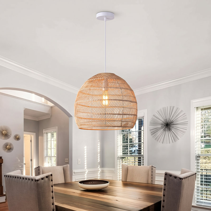Nagle 1 - Light Natural Dome Pendant, 98.42" H x 19.69" W x 19.69" D